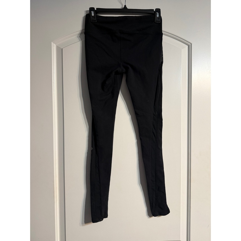 Alo Yoga Leggings XS Black Mesh Side Panel Activewear Streetwear Sporty Active